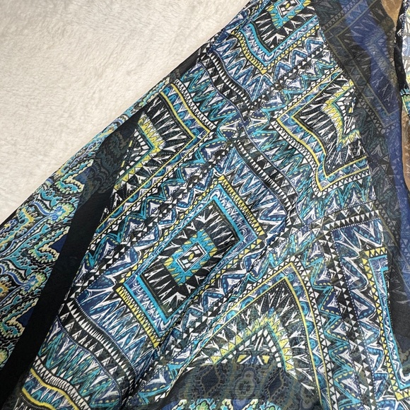 Steve Madden Poncho Shawl Sheer Chiffon Abstract Boho Gypsy Maximalist - Picture 4 of 5